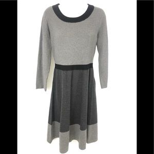 Tommy Hilfiger Sweater Dress Stripe Gray Ribbed